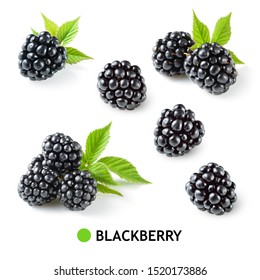 Blackberry. Blackberries isolated. Blackberry set on white background.