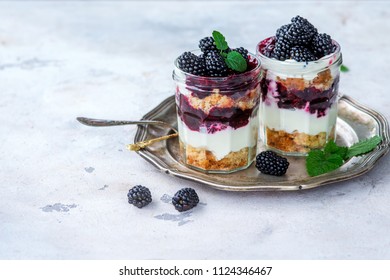 Blackberry Cheesecake In A Jar Trifle Glass Dessert