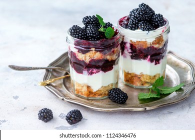 Blackberry Cheesecake In A Jar Trifle Glass Dessert