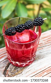 Blackberry Garnished Whiskey Cocktail Drink