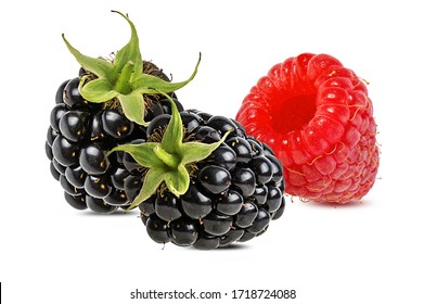 Blackberry and raspberry isolated on white background