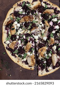 Blackberry Spinach Chicken Basil Feta Pizza