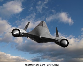 Blackbird Cold War Spy Plane In Flight.