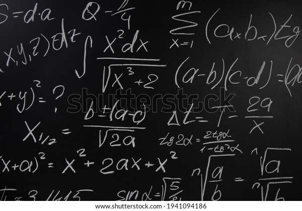 Blackboard Background Mathematical Formulas Education Concept Stock ...