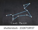 Blackboard with the Canis Major constellation drawn in the middle.