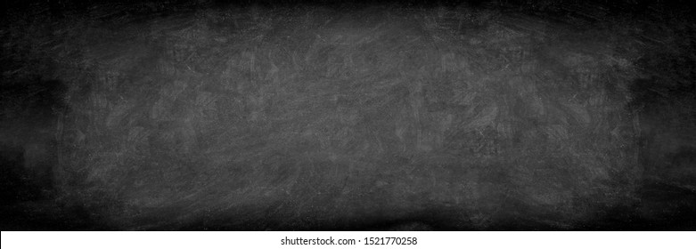 Blackboard chalkboard banner board with chalk texture. Panoramic header blank sign.