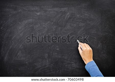 Blackboard / chalkboard. Hand writing with copyspace for text. Nice texture.