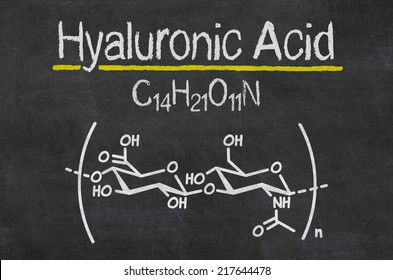 Blackboard With The Chemical Formula Of Hyaluronic Acid