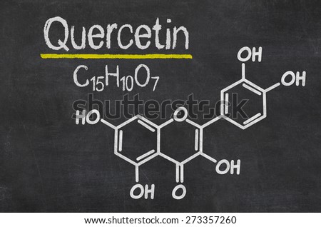 Blackboard with the chemical formula of Quercetin