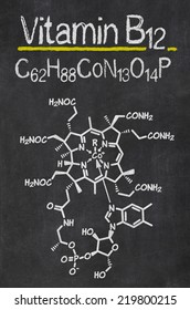 Blackboard with the chemical formula of Vitamin B12