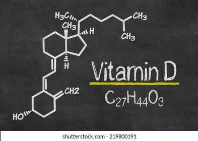 Blackboard With The Chemical Formula Of Vitamin D