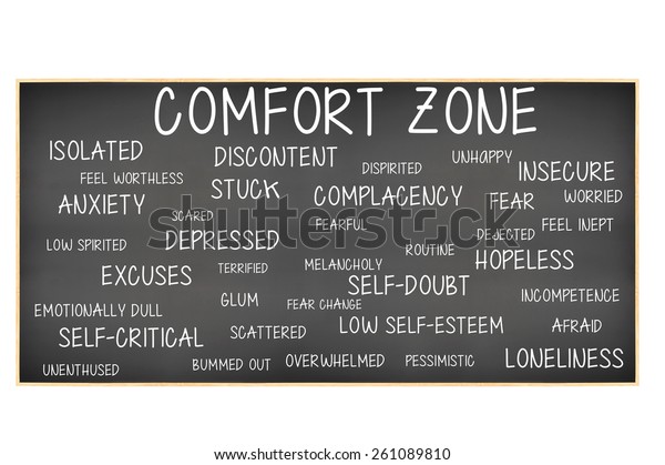 Blackboard Comfort Zone Fear Anxiety Excuses Stock Image