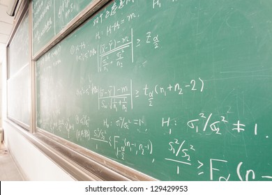 Blackboard With Complicated  Math Formulas