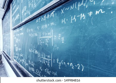 Blackboard With Complicated Stastical Math Formulas