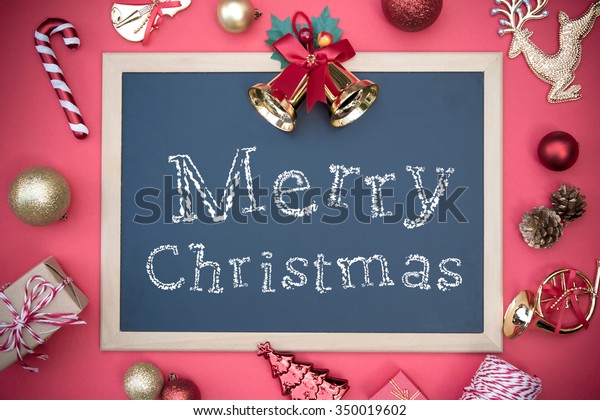 Blackboard Decoration English Text Merry Christmas Stock Photo