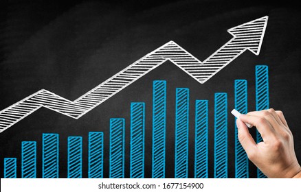 Blackboard Stock Rise Concept，Stock Speculation Concept