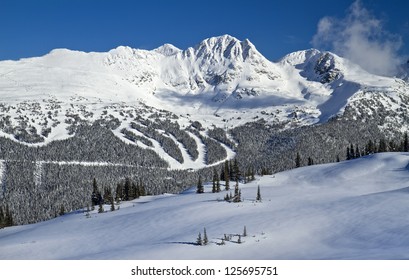 Blackcomb ski and snowboard Mountain view from Whistler, British Columbia, Canada