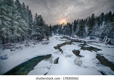 Blackfoot River, Montana In Winter