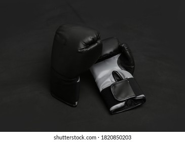 Black-grey Boxing Gloves On Dark Background