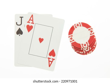 Blackjack Hand With Casino Chip