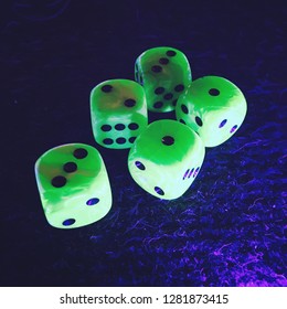 Blacklight LED Dice Cube In An Area