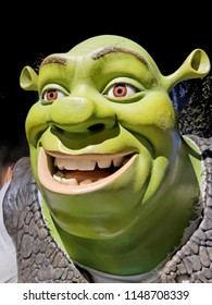 BLACKPOOL, JANUARY 14: Madame Tussauds, UK 2018. Shrek Is A Fictional Green Ogre Character Created By American Author William Steig. Shrek Is Voiced By Mike Myers.