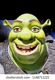 BLACKPOOL, JANUARY 14: Madame Tussauds, UK 2018. Shrek Is A Fictional Green Ogre Character Created By American Author William Steig. Shrek Is Voiced By Mike Myers.