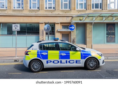 Blackpool , Lancashire-England - 20.06.2021 - A Lancashire Constabulary Police Car Parked In Blackpool