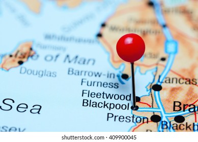 Blackpool Pinned On A Map Of UK
