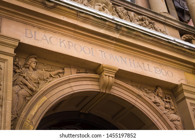 Blackpool Town Hall 1900 Sign Over Entrance