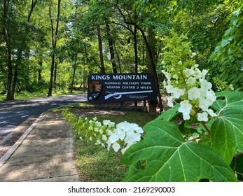 Blacksburg, South Carolina, USA -2022: Kings Mountain National Military Park Entrance. National Park Service Sign. Park Commemorates Battle Of Kings Mountain, A Pivotal Battle In The Revolutionary War