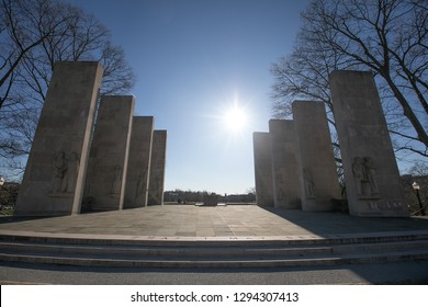 Blacksburg, VA/USA - February 2nd, 2018: War Memorial on Virginia Polytechnic and State University campus