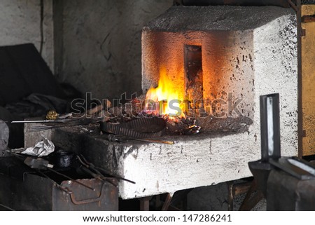 Blacksmith Forge High Temperature Fire Pit Royalty Free Stock Image