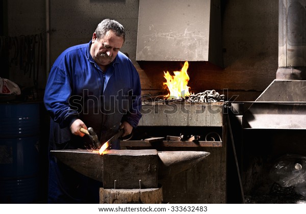 Blacksmith forging\
metal