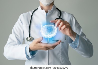 Bladder Issues Medical Concept. Photo Of Female Doctor, Empty Space. 