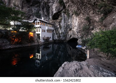 Blagaj Tekke Near Mostar, Buna River Spring, Bosnia And Herzegovina.