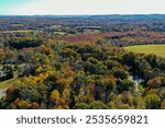 Blairstown NJ Warren County countryside on a bright fall day overlooking farmlands aerial