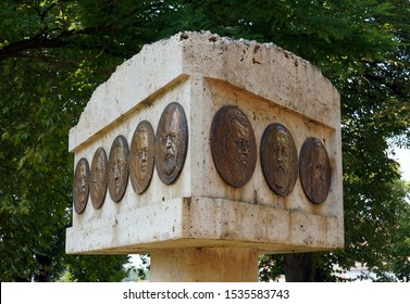 BLAJ, ROMANIA - JULY 31, 2019: Monument Dedicated To The Members Of ASTRA, The Transylvanian Association For Romanian Literature And Culture Of The Romanian People. Artwork By Ioan Candea.