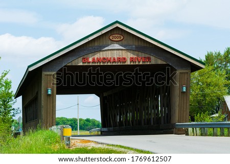 The Blanchard River Covered Bridge in Marion Township, Ohio.
