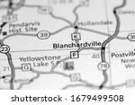 Blanchardville. Wisconsin. USA on a map