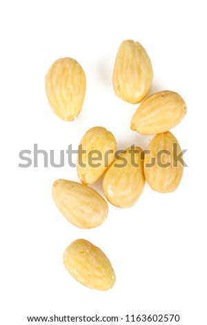 blanched almonds isolated on white