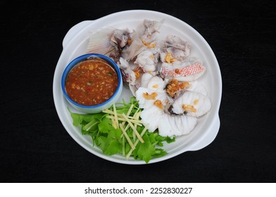 Blanched Fish with Spicy Soy Bean Sauce, Thai Dish - Shutterstock ID 2252830227