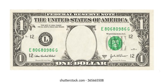 Blank 1 dollar banknote isolated 