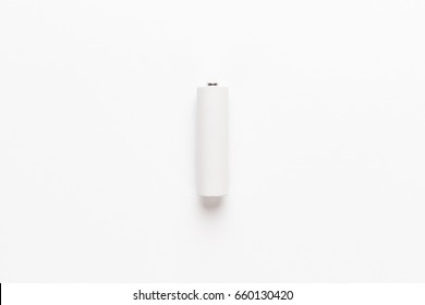 Blank AA Rechargeable Battery Over White Background Not Isolated