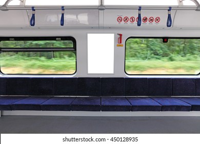 A Blank Advertisement Panel In A Fast Moving Train.
