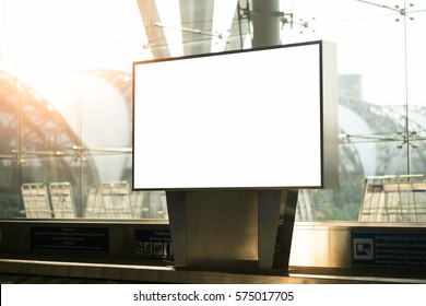 Blank Advertising Billboard At Airport.