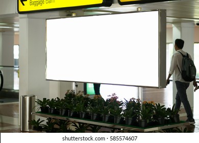 Blank Advertising Billboard At Airport.