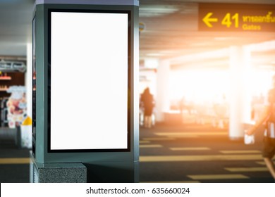 Blank Advertising Billboard At Airport.