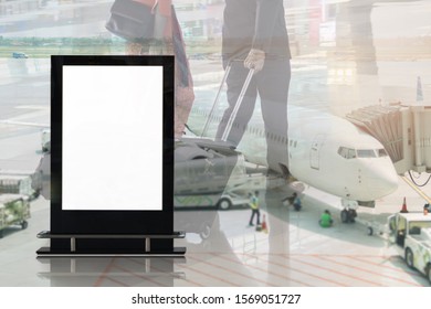 Blank Advertising Billboard At Airport Background Large LCD Advertisement