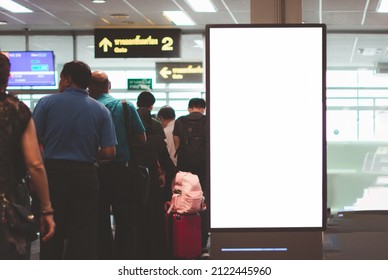 Blank Advertising Billboard At Airport Background Large LCD Advertisement